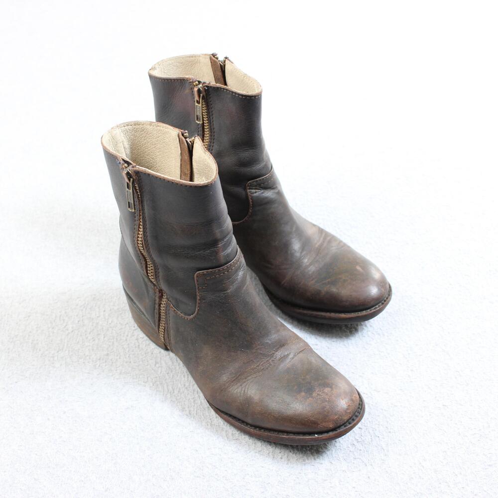 Freebird Austin Boots Womens Size 7 Brown Leather Ankle Zip Bootie Boho READ